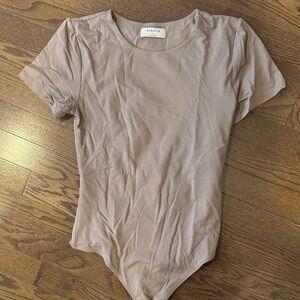 Babaton Brown Short Sleeve Bodysuit